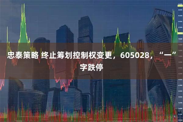 忠泰策略 终止筹划控制权变更，605028，“一”字跌停